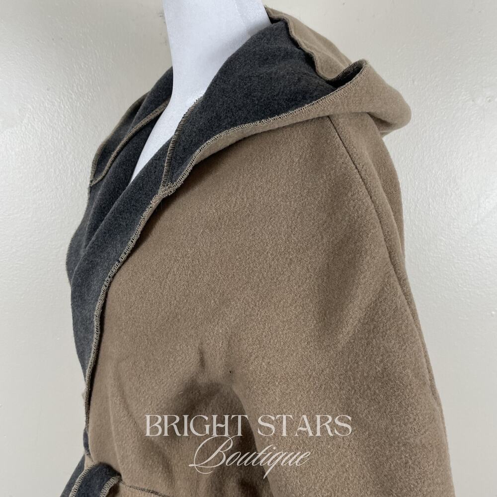 Rare Vintage Wool Coat Jacket ASO Buffy Summers BtVS Womens Tan Gray Belt - Picture 11 of 13